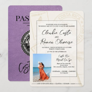 Lavender Costa Rica Passport Hochzeit Einladung
