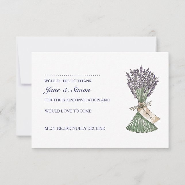 Lavender Country Garden Wedding RSVP Karte (Vorderseite)