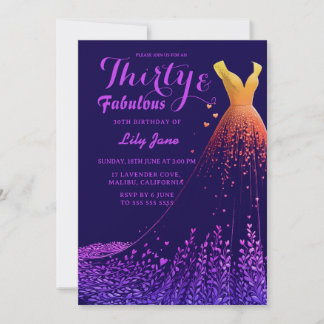 Lavender Cove Luxury Gown 30. Geburtstag Einladung