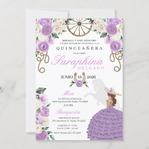 Lavender Cowgirl Western Horse Quinceañera Einladung