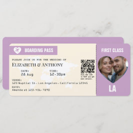 Lavender & Cream Boarding Pass Wedding Einladung