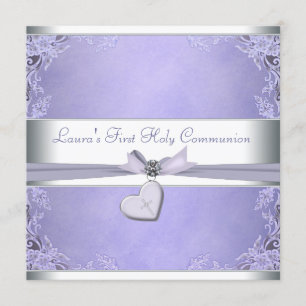 Lavender Cross Girls Lila Erste Kommune Einladung