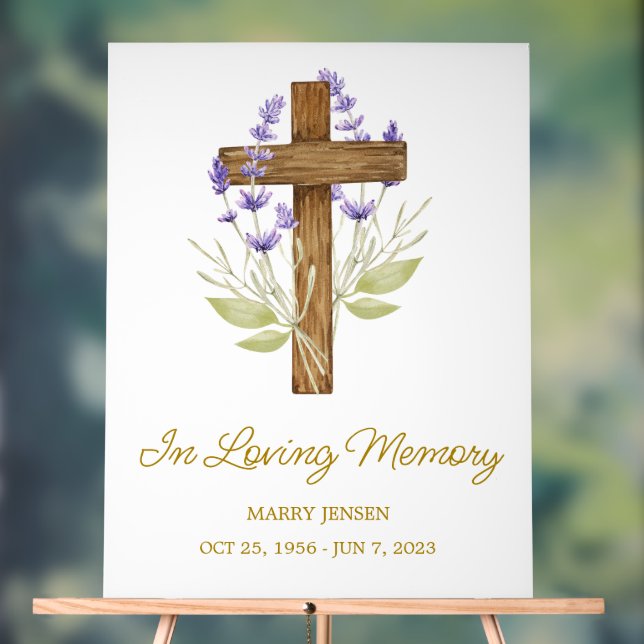 Lavender cross Memorial Funeral Acrylschild (Neutral)