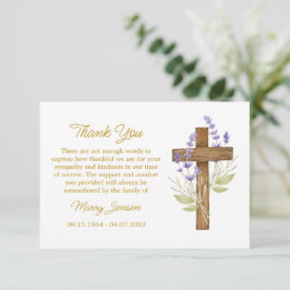 Lavender Cross Sympathy Thank You Card Dankeskarte