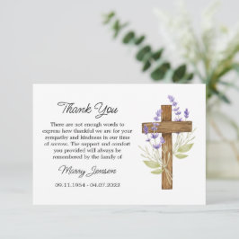 Lavender Cross Sympathy Thank You Card Dankeskarte