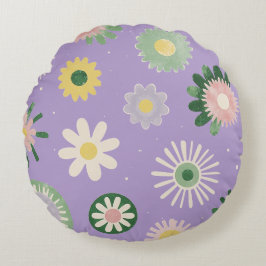 Lavender Daisy Round Pillow Rundes Kissen