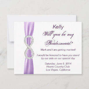 Lavender Diamond Infinity Wedding Bridesmaid Card Einladung