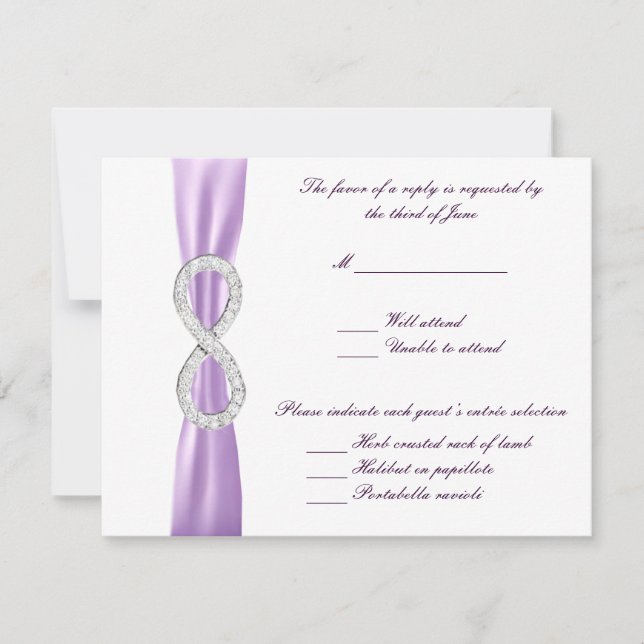 Lavender Diamond Infinity Wedding Response Card RSVP Karte (Vorderseite)