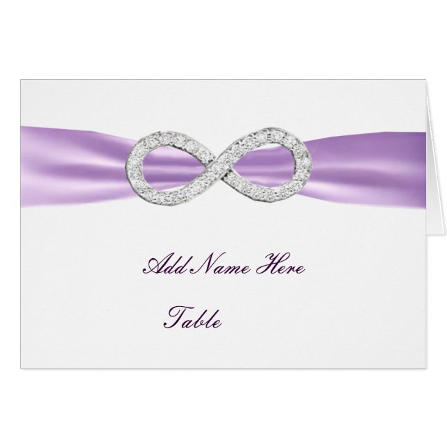 Lavender Diamond Infinity Wedding Table Platzkarte (Vorderseite (Horizontal))