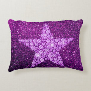Lavender Diamond Star Lila Imitats Glitzer Zierkissen