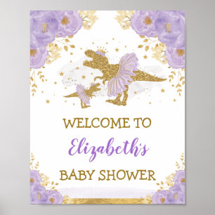 Lavender Dinosaur Ballerina Baby Dusche Willkommen Poster