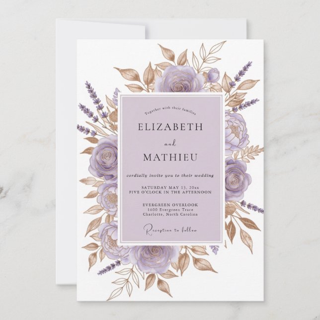 Lavender Divine Botanical Wedding Einladung (Vorderseite)