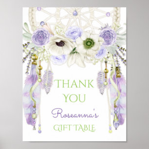 Lavender Dream Catcher Tribal Boho Sign Poster