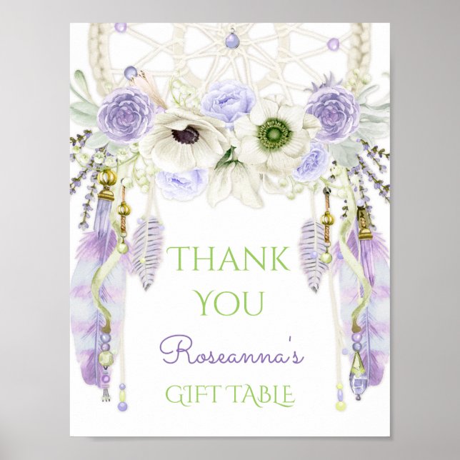 Lavender Dream Catcher Tribal Boho Sign Poster (Vorne)