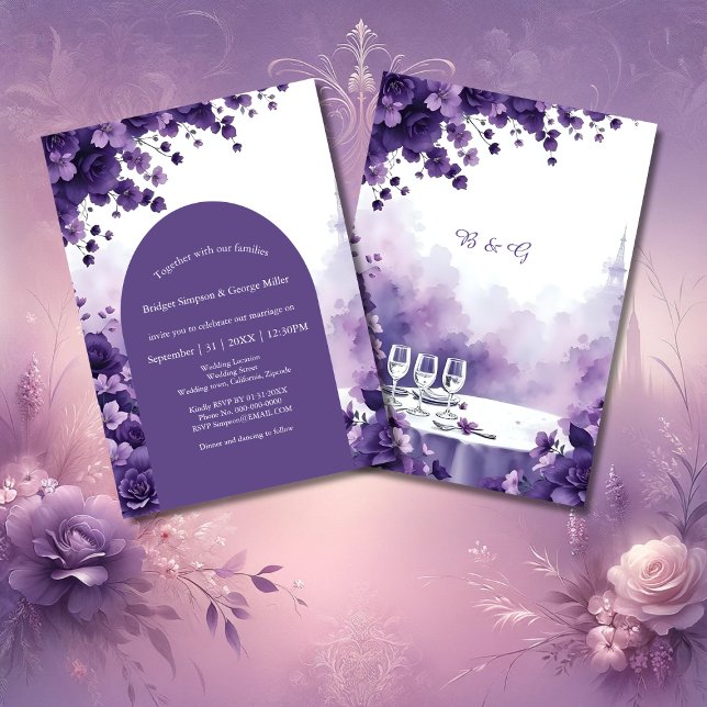 Lavender Dream Wedding in Paris mit Eiffelturm Einladung (Von Creator hochgeladen)