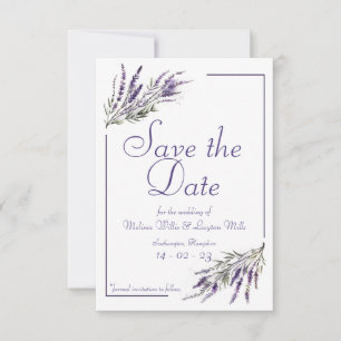 Lavender Dreams: Wasserfarbe Save the Date einlade