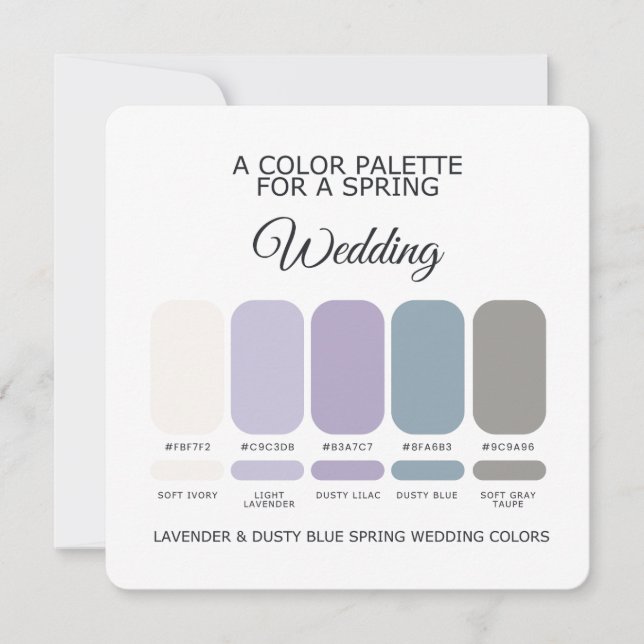 Lavender & Dusty Blue Spring Wedding Palette Card Einladung (Vorderseite)