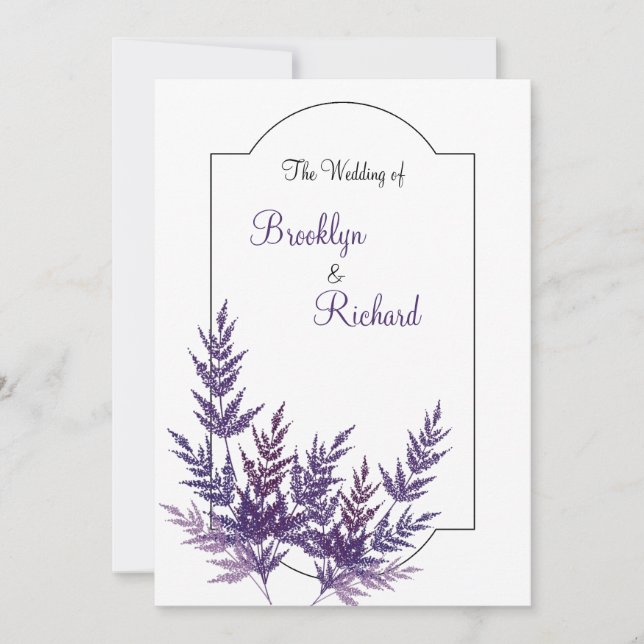 Lavender Dusty lila, botanische Hochzeit Einladung (Vorderseite)