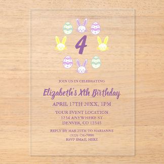 Lavender Easter 4th Birthday Acryleinladungen