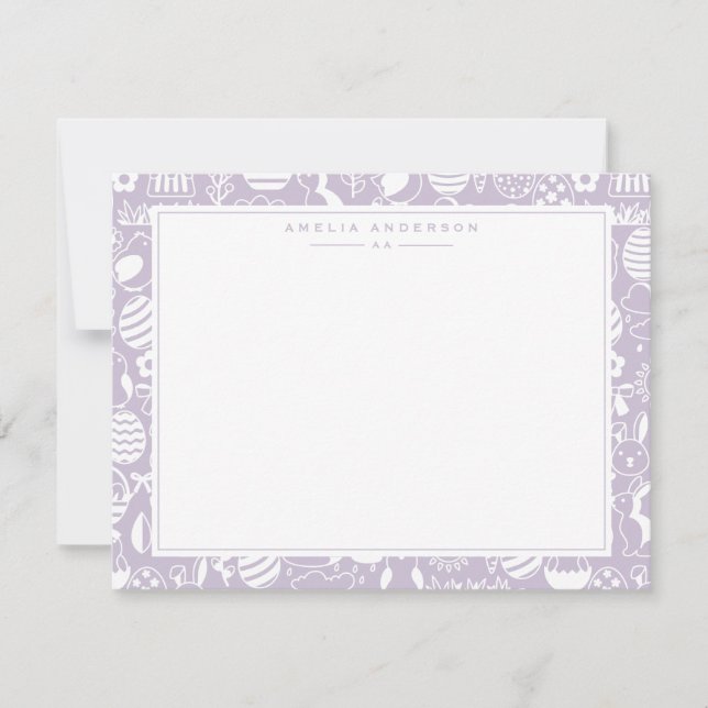 Lavender Easter Egg Frame Note Card Einladung (Vorderseite)