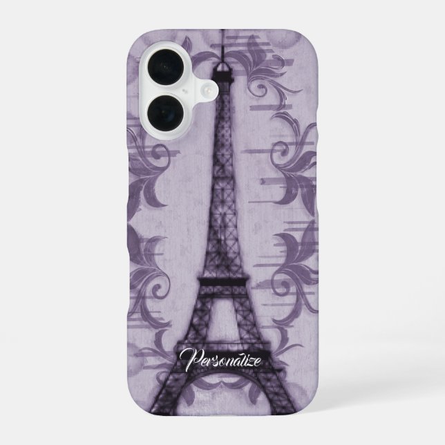 Lavender Eiffel Tower iPhone Case 16 Hülle (Rückseite)