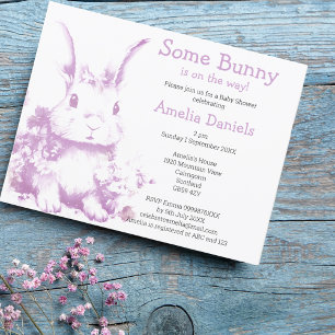 Lavender Einige Bunny kommt Baby Dusche Einladung
