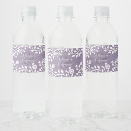 Lavender Elegant Boho Personalisierte Hochzeit Wasserflaschenetikett