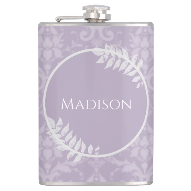 Lavender Elegant Damask Flask Flachmann (Vorderseite)