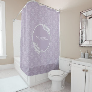 Lavender Elegant Damask Personalisiert Duschvorhang
