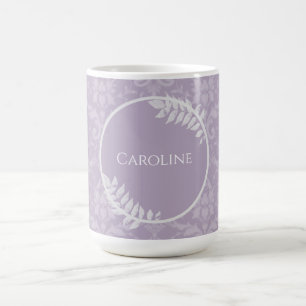 Lavender Elegant Damask Personalisiert Kaffeetasse