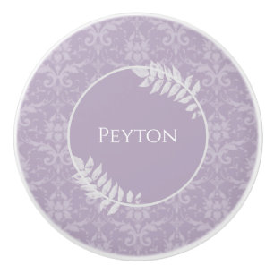 Lavender Elegant Damask Personalisiert Keramikknauf