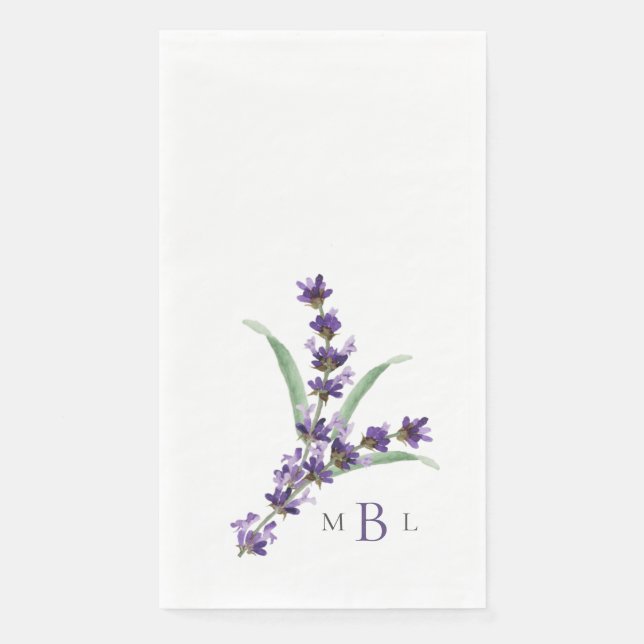 Lavender Elegant Foliage Monogram Wedding Serviette (Vorderseite)