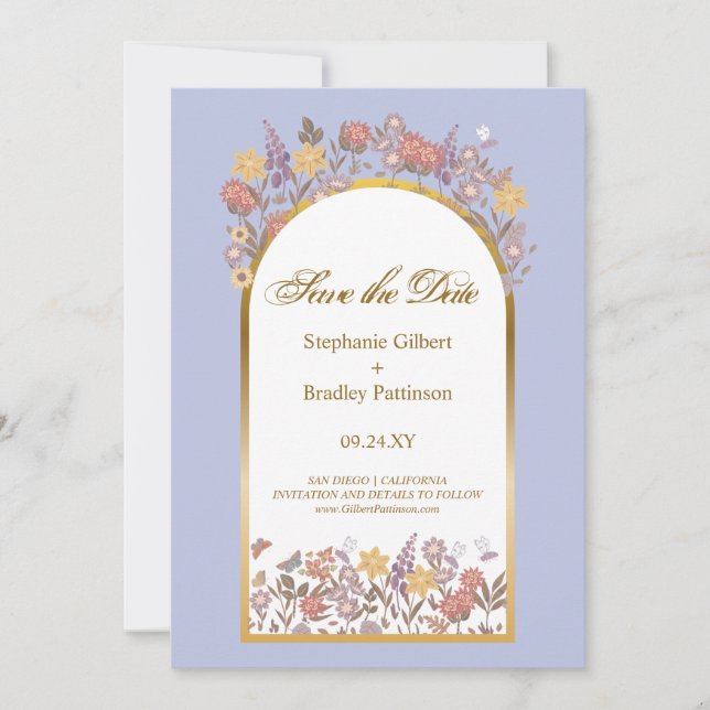 Lavender Elegant Hochzeit Save the Date Einladung (Vorderseite)