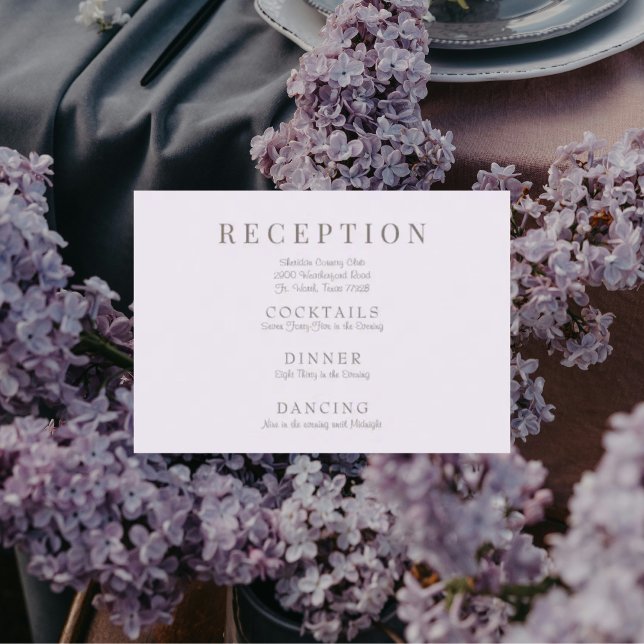 Lavender Elegant Wedding Empfang Enclosure Begleitkarte (Von Creator hochgeladen)