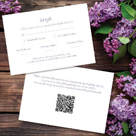 Lavender Elegante Script Wedding RSVP mit QR Code Karte