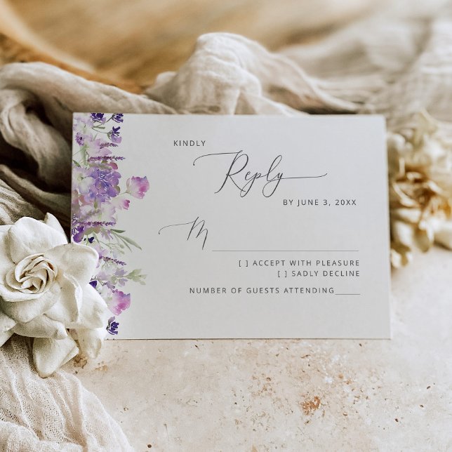 Lavender elegante Wildblumen Hochzeit RSVP-Karte RSVP Karte (Von Creator hochgeladen)
