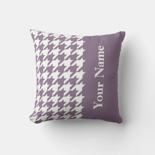 Lavender Elegantes Hahnentrittmuster mit Namen Kissen