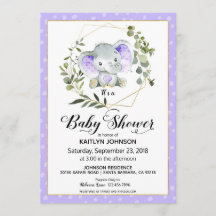 Lavender Elephant Moderne Babydusche