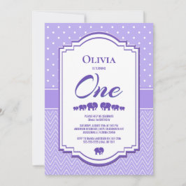 Lavender Elephants 1. Geburtstag Party Einladung
