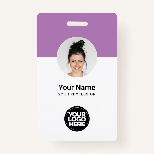 Lavender Employee Modern ID Card Minimalistisch QR Ausweis (Vorderseite)