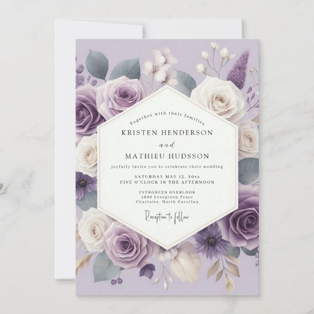 Lavender Ethereal Bloom Wedding Einladung (Vorderseite)