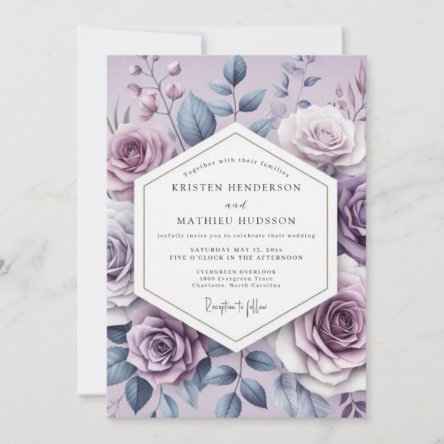 Lavender Ethereal Flora Wedding Einladung (Vorderseite)