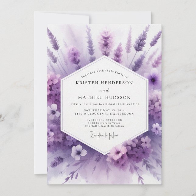 Lavender Ethereal Meadow Wedding Einladung (Vorderseite)
