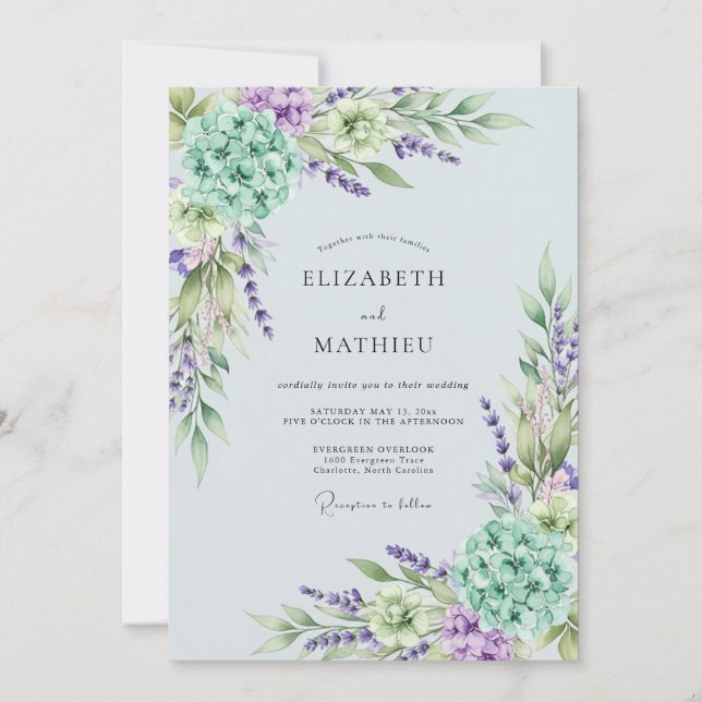 Lavender Ethereal Spring Wedding Einladung (Vorderseite)