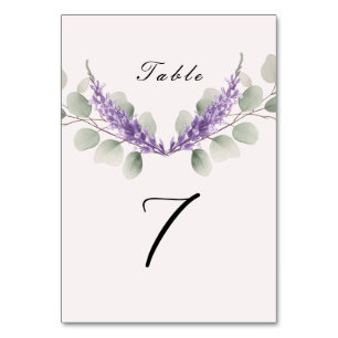 Lavender Eucalyptus Blätter Wedding Tischnummer