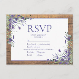 Lavender Eucalyptus Botanical Wood Wedding RSVP Einladungspostkarte