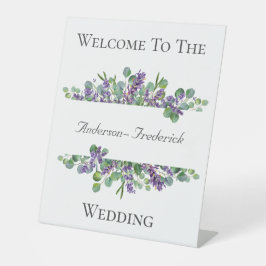 Lavender Eucalyptus Elegante Wedding Welcome Sign Sockelschild
