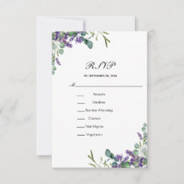 Lavender Eucalyptus Floral Formal Elegante Hochzei RSVP Karte