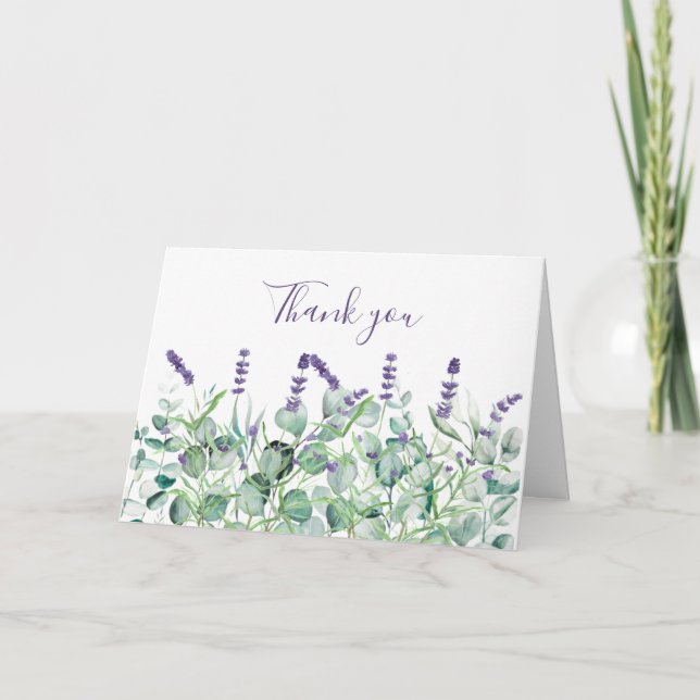 Lavender Eucalyptus Floral Wedding Vielen Dank Dankeskarte (Vorderseite)