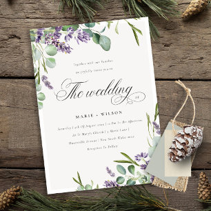 Lavender Eucalyptus Leafy Bunch Wedding Einladung